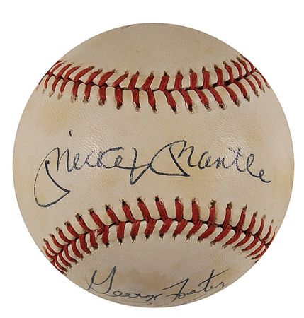 Lot #1541 Mickey Mantle, Willie Mays, and Friends Baseball - Image 1