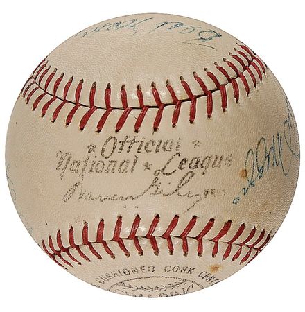 Lot #1466 Roberto Clemente and Baseball Hall of Famers: All Star ball from ?64 including Clemente, Koufax, Mantle, and DiMaggio - Image 2