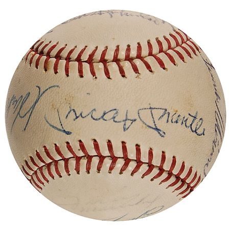 Lot #1466 Roberto Clemente and Baseball Hall of Famers: All Star ball from ?64 including Clemente, Koufax, Mantle, and DiMaggio - Image 5