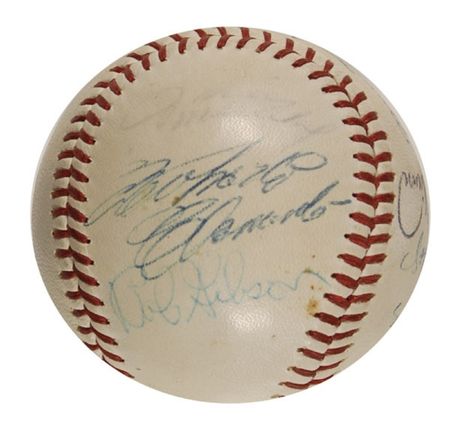 Lot #1466 Roberto Clemente and Baseball Hall of Famers: All Star ball from ?64 including Clemente, Koufax, Mantle, and DiMaggio - Image 6