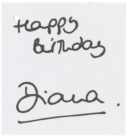 Lot #235 Diana: A uniquely personal pairing: a beautiful Wedgwood birthday vase, along with Diana?s hand-penned gift tag - Image 2