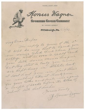 Lot #1659 Honus Wagner: In an incredibly rare