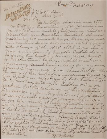 Lot #189 William F. ?Buffalo Bill? Cody: An angry Buffalo Bill spits fire at the man who took control of his Wild West Show - Image 3