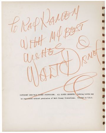 Lot #628 Walt Disney: Walt presents an extremely limited edition of Pinocchio to his merchandising guru, Kay Kamen. - Image 1