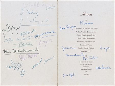 Lot #590 Pablo Picasso and Pablo Neruda: Picasso and Neruda attend the 1949 Big Dinner for Peace - Image 1
