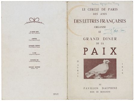 Lot #590 Pablo Picasso and Pablo Neruda: Picasso and Neruda attend the 1949 Big Dinner for Peace - Image 2
