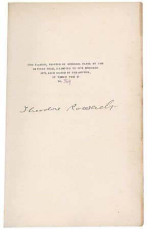 Lot #127 Theodore Roosevelt: Scarce and desirable 1910 limited edition African Game Trails - Image 1