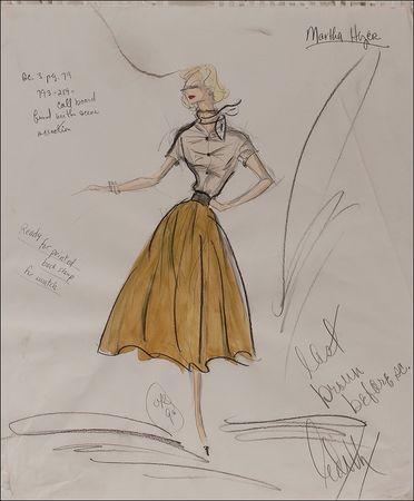 Lot #1228 Edith Head: Original costume sketches from Head’s Academy Award-nominated Wives and Lovers - Image 1