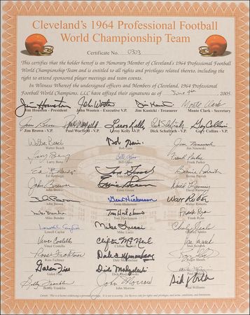 Lot #1494 Cleveland Browns Stock Certificates - Image 1