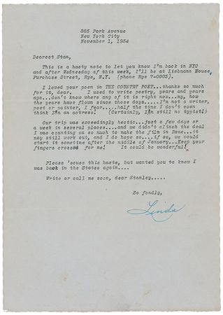 Lot #1160 Linda Darnell: “Many exciting experiences just lately in the ‘Theatuh’” - Image 1