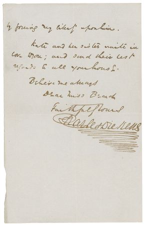 Lot #542. Charles Dickens Handwritten Letter Signed