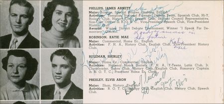Lot #945 Elvis Presley: The future King of Rock ?n? Roll signs his senior yearbook - Image 1