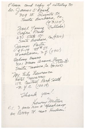 Lot #581 Henry Miller: Miller pens an excited and slightly incredulous letter to the owner of the Phoenix Book Shop: “And how did you or whoever arrive at prices quoted? Has someone actually paid some of these phenomenal prices?” - Image 2