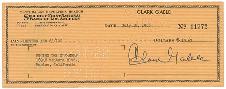 Lot #1205 Clark Gable Check - Image 1