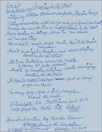 Lot #897 Martha and the Vandellas Handwritten Souvenir Lyrics - Image 2