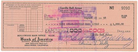Lot #1093 Lucille Ball and Desi Arnaz Checks - Image 2