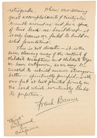Lot #516 L. Frank Baum, Jr: ?Do you have the faith of a child who believes in fairies? Yes?there are fairies! Not the little imaginative people we read of in children?s stories, but none the less, real workers of magic? - Image 3