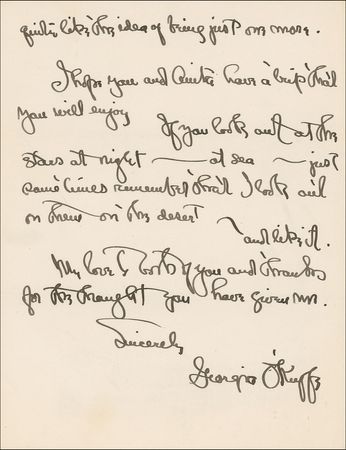 Lot #588 Georgia O?Keeffe Handwritten Letter Signed - Image 2