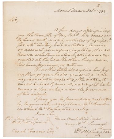 Lot #157 George Washington: Exceptionally rare and choice Washington letter concerning his grandson, highlighted by its intact, beautifully-signed free frank - Image 1
