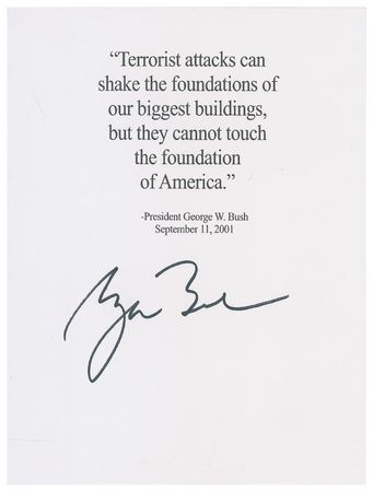 Lot #20 George W. Bush Souvenir Printed Quotation
