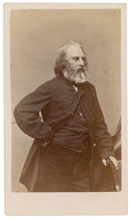 Lot #576 Henry Wadsworth Longfellow: Longfellow inscribes a pristine portrait to Two Years Before the Mast author, Richard Henry Dana, Jr - Image 1