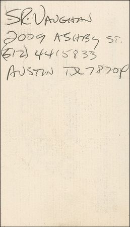 Lot #1037 Stevie Ray Vaughan Business Card - Image 2