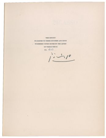 Lot #591 Pablo Picasso: The co-founder of Cubism signs a limited edition book of his World War II-era works - Image 1