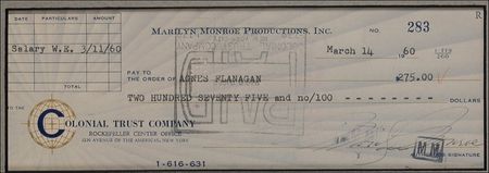 Lot #1320 Marilyn Monroe: Marilyn cuts a salary check to her personal hairdresser - Image 2
