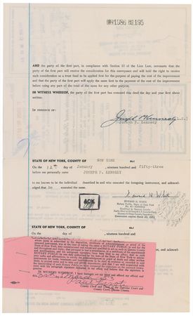 Lot #87 John, Robert, and Joseph Kennedy: John, his brother Robert, and father Joseph, transfer Bronx property to the Archbishop of New York after JFK wins his Massachusetts senate seat and heads for Washington in 1953 - Image 2
