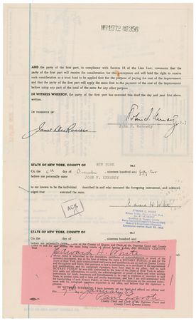 Lot #87 John, Robert, and Joseph Kennedy: John, his brother Robert, and father Joseph, transfer Bronx property to the Archbishop of New York after JFK wins his Massachusetts senate seat and heads for Washington in 1953 - Image 8