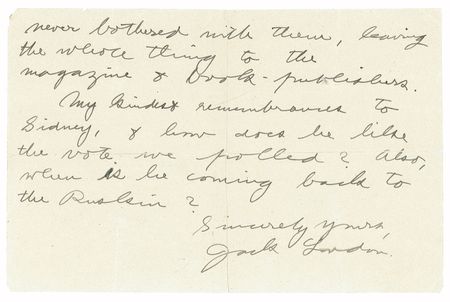 Lot #592 Jack London: The day his latest short story runs in a San Francisco newspaper, the “Call of the Wild” author reveals “I am writing a play, & do not know when I shall tackle any more short stories.” - Image 2