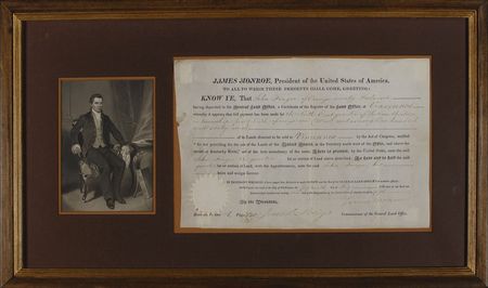 Lot #1650 James Monroe: Monroe approves the sale of 160 acres of land to an Indiana resident - Image 1