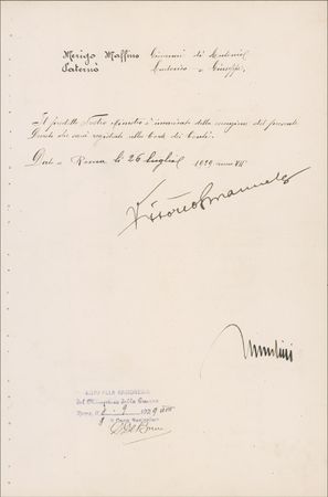 Lot #263 Benito Mussolini and Vittorio Emanuelle III Signed Document - Image 2