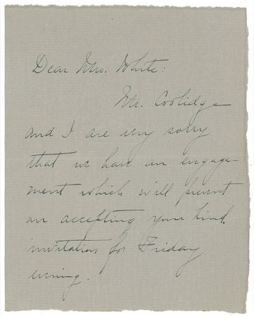 Lot #24 Grace Coolidge Handwritten Letter Signed - Image 1