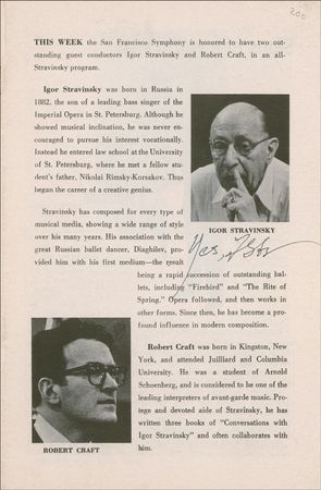 Lot #968 Igor Stravinsky Program - Image 1
