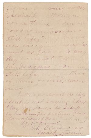 Lot #548 Samuel L. Clemens: Twain deprecates his artistic ability as he struggles with his own technique - Image 2