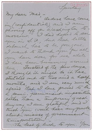 Lot #386 Joseph Stilwell: ?Orders have come in, (confidential), and I am shoving off for Washington tomorrow? - Image 1
