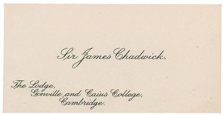 Lot #157 James Chadwick: Personal calling card from the discoverer of the neutron - Image 2