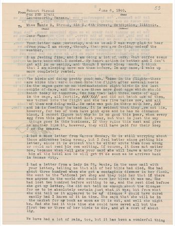 Lot #298 Robert Stroud: ?She went to the National pet shop and they told her that if there was anyone in the world who could cure her birds it was me? - Image 1