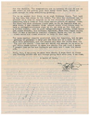 Lot #298 Robert Stroud: ?She went to the National pet shop and they told her that if there was anyone in the world who could cure her birds it was me? - Image 2