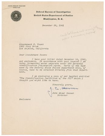 Lot #191 FBI: Hoover and Kelley - Image 2