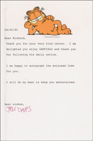 Lot #653 Jim Davis Typed Letter Signed and Signature - Image 2