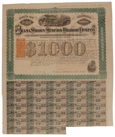 Lot #350 Nathan Bedford Forrest: Twice-signed 1869 mortgage bond from the Confederate calvary commander - Image 1