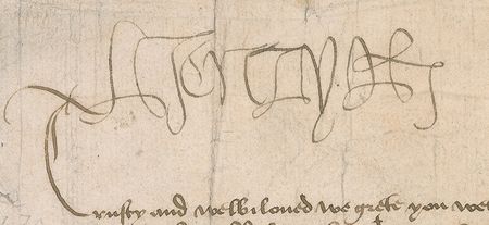 Lot #243 King Henry VIII: A rare 1517 letter to Sir Randolph Brereton, Chamberlain of the County of Palatine of Chester, appointing William Vernon as burgess - Image 2