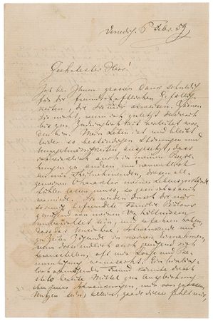 Lot #710 Richard Wagner: During a time of personal uncertainty, Wagner laments: “My life is, always has been, exposed to an unending stream of upheavals and uncertainties that inadvertently reflected unfavorably on my personal relationships” - Image 1