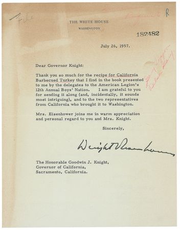 Lot #31 Dwight D. Eisenhower: Ike thanks the