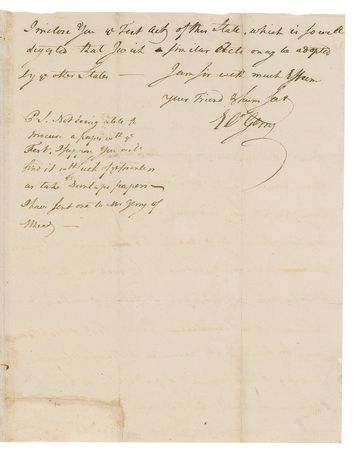 Lot #1582 Elbridge Gerry: ?Since my last nothing new occurs, save ye approach of ye Enemy towards Ticonderoga? A day after the siege had ended in surrender, Gerry predicts the demise of the ill-prepared fort - Image 3