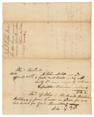 Lot #1705 Alexander Hamilton: Hamilton and his wife sign for a chord of wood - Image 2