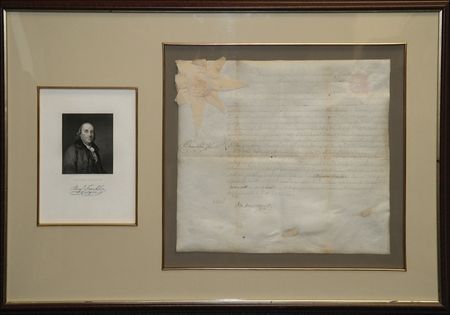 Lot #1581 Benjamin Franklin: Beautifully signed Franklin land grant, dating just two days after his election as president of Pennsylvania’s Supreme Council - Image 1