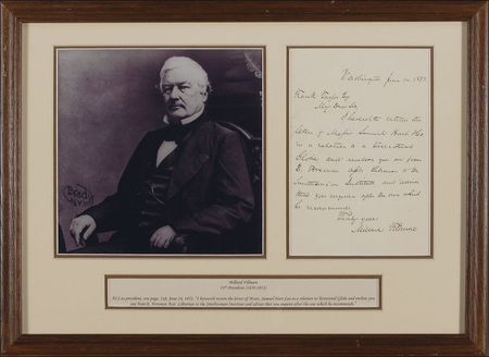 Lot #48 Millard Fillmore: President Fillmore forwards information from an expert of the newly established Smithsonian - Image 2